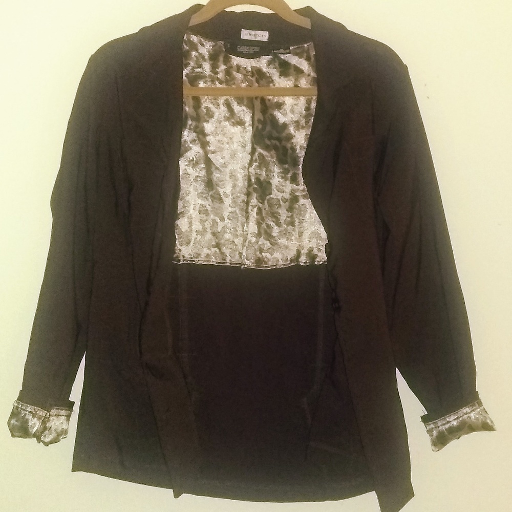 Chocolate Stretch Blazer Double Button Front Sz:18